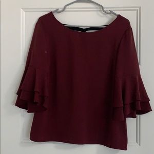 Maroon flutter sleeve top
